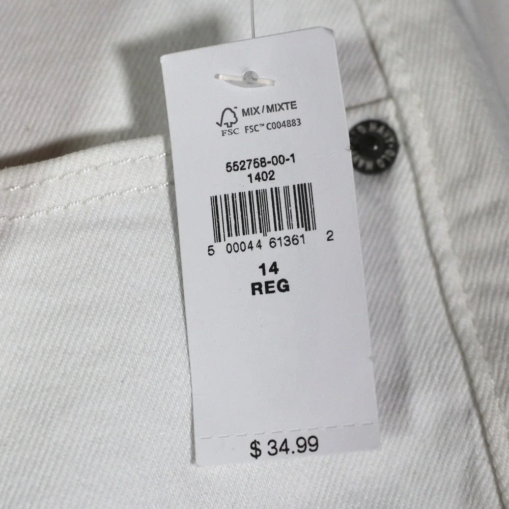 Boyfriend Jeans Womens 14 White Mid Rise Cuffed Casual Everyday Old Navy - Picture 10 of 11